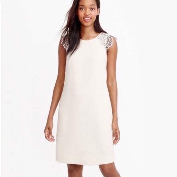 J. Crew | Dresses | New Jcrew Shift Dress With Lace Cap Sleeves T4 |  Poshmark